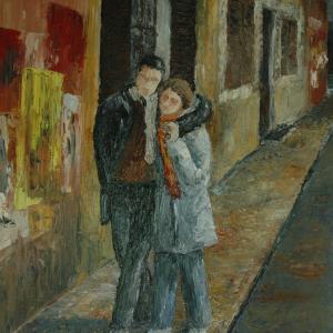 La rue.  Huile sur toile, 46 x 55 cm, 2005. Ce tableau est disponible à la vente