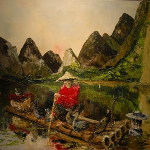 Le pêcheur de la rivière Lee. Huile sur toile, 47 x 55 cm, 2008. Ce tableau n'est plus disponible à la vente