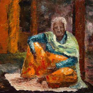 Népalaise. Huile sur toile, 40 x 50 cm, 2008. Ce tableau est disponible à la vente