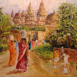 Près du temple. Huile sur toile, 46 x 65 cm, 2008. Ce tableau n'est plus disponible à la vente