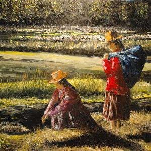 En Bolivie. Huile sur toile, 50 x 65 cm, 2011. Ce tableau n'est plus disponible à la vente