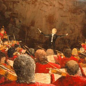 Jeune chef d'orchestre. Huile sur toile, 40 x 80 cm, 2011. Ce tableau n'est plus disponible à la vente
