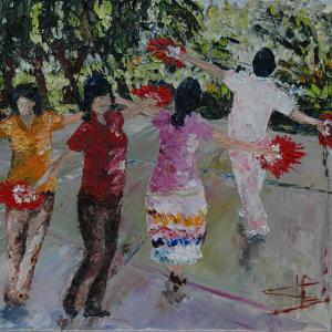 Les éventails. Huile sur toile, 40 x 50 cm, 2011. Ce tableau n'est plus disponible à la vente