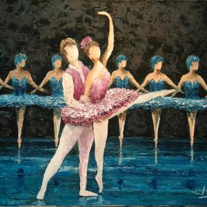 Danseurs. Huile sur toile, 50 x 70 cm, 2013. Ce tableau est disponible à la vente