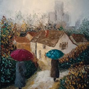 Journée pluvieuse. Huile sur toile, 48 x 60 cm, 2013. Ce tableau n'est plus disponible à la vente