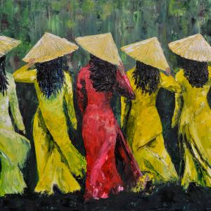 Danseuses. Huile sur toile, 46 x 65 cm, 2015. Ce tableau n'est plus disponible à la vente