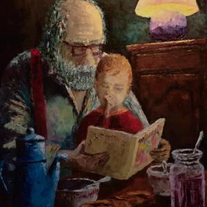 Deux âges (2). Huile sur toile, 50 x 61 cm, 2016. Ce tableau est disponible à la vente