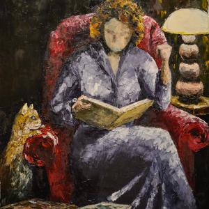 Liseuse. Huile sur toile, 54 x 65 cm, 2016. Ce tableau est disponible à la vente