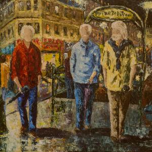 Trois copains. Huile sur toile, 54 x 65 cm, 2016. Ce tableau n'est plus disponible à la vente