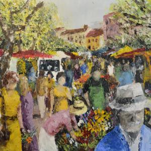 Marché. Huile sur toile, 80 x 60 cm, 2018. Ce tableau est disponible à la vente