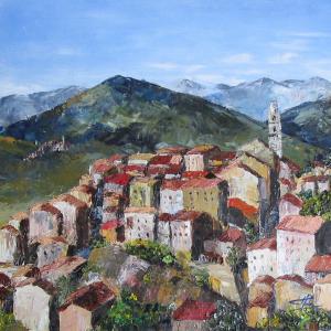 Village corse. Huile sur toile, 46 x 55 cm, 2005. Ce tableau n'est plus disponible à la vente