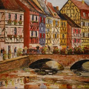 Bourg alsacien. Huile sur toile, 46 x 55 cm, 2006. Ce tableau n'est plus disponible à la vente