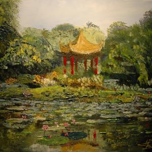 Jardin à Nankin. Huile sur toile, 38 x 46 cm, 2008. Ce tableau est disponible à la vente