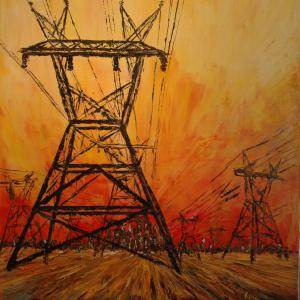 La ville lumière. Huile sur toile, 56 x 61 cm, 2012. Ce tableau est disponible à la vente