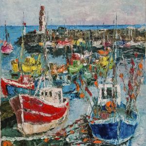 Couleurs du port. Huile sur toile, 40 x 60 cm, 2013. Ce tableau est disponible à la vente