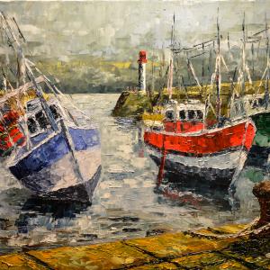 La Cotinière autrefois. Huile sur toile, 38 x 55 cm, 2015. Ce tableau n'est plus disponible à la vente