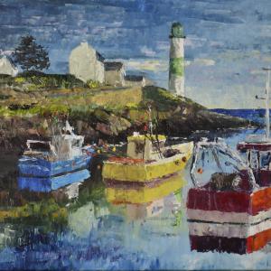 Port en Bretagne. Huile sur toile, 40 x 60 cm, 2018. Ce tableau n'est plus disponible à la vente.