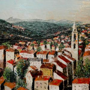 Un village corse. Huile sur toile, 46 x 55 cm, 2012. Ce tableau n'est plus disponible à la vente