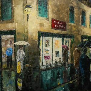 L'atelier du cadre. Huile sur toile, 54 x 65 cm, 2014. Ce tableau n'est plus disponible à la vente