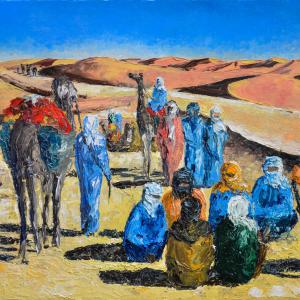 La caravane. Huile sur toile, 46 x 65 cm, 2015. Ce tableau n'est plus disponible à la vente