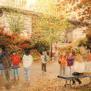 La récréation au colège. Huile sur toile, 73 x 50 cm, 2010. Ce tableau n'est plus disponible à la vente